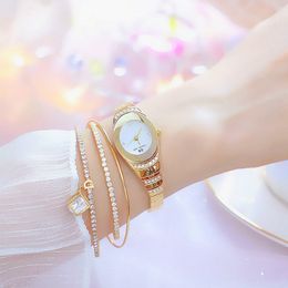 Relógios femininos Ladies Wrist Ratina marca de luxo Diamond Women's Women's Gold Bracelet Female Wristwatch Aço inoxidável Relogio feminino 221119