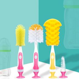 Other Baby Feeding Baby SpongeNylonSilicone Bottle Brush 360 Degree Rotation Baby Pacifier Cup Nipple Cleaning Brushes Set Handheld Soft Head 221119