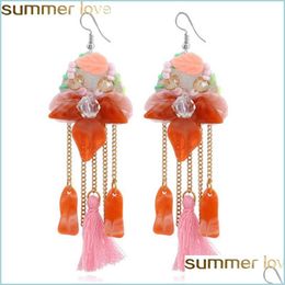 Dangle Chandelier New Fashion Long Tassel Earrings Bohemia Shell Bead Earring For Women Ethnic Sweet Lovely Dangle Jewelry Year Gi Dhupz