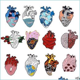 Pins Brooches Enamel Heart Brooch Pins Brooches Lapel Pin Human Organ Fashion Jewellery Gift Drop Delivery Dhsl1
