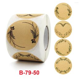 Gift Wrap 500pcs/roll 2inch Natural Wedding Envelope With 4 Pattern Designs Label Sticker Easy Use Strong Adhesive Baking Thank You