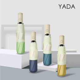 Yada 2021 Two Colour Pure Fresh Automatic Umbrella For Women Rainproof Rain Sun Light YD200333 J220722