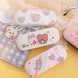 Sunglasses Cases Cartoon PU Leather Glasses Case Cute Bear Rabbit Unisex Student Frame Myopia Box Antifall Pressure Storage 221119