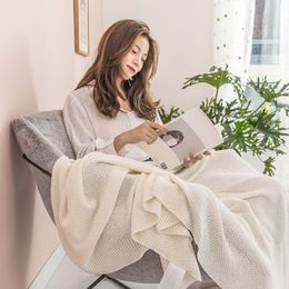Solid Colour small blanket leisure air conditioned room blankets children's cotton lunch break Aeroplane blanket