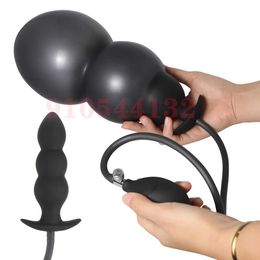 Beauty Items Super Large Inflatable Silicone Anal Plug Expandable Dildo Pump Vagina Butt Prostate Stimulator Anus Trainner BDSM sexy Toy