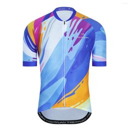 Racing Jackets KEYIYUAN Summer 2022 Mens Short Sleeve Cycling Jersey Mountain Bike Sports Wear Bicycle Top Road MTB Clothes Sudaderas Hombre