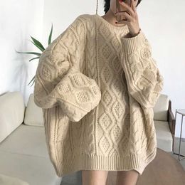 Women's Knits Tees Size 4XL 120KG Autumn Winter Knitted Sweater O Neck Long Sleeved Loose Womens Sweater Oversized Warm Female Pullovers T221012