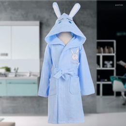 Men's Sleepwear Summer Cotton Baby Bathrobe Kids Hooded Waffle Children Robes Beach Bath Towel Infant Cartoon