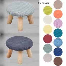 Chair Covers Round Small Wooden Stool Cover Solid Colour Footrest Case Slipcover Currency Protector Stretch Living Room