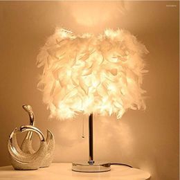 Table Lamps Lamp Bedside Light Feather Modern Night Living Room Coffee Shop Wedding Christmas Romantic Craft Decor Creative Gift