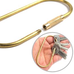 Outdoor creative double U-shaped brass key ring D-shaped ring EDC pure copper handmade car key collector