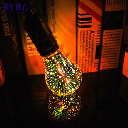Smart Illumination 3D Decoration LED Bulb E27Novelty Christmas Tree Star Fireworks Lamp Vintage Edison Light 4W 110V 220V Holiday Night 221119