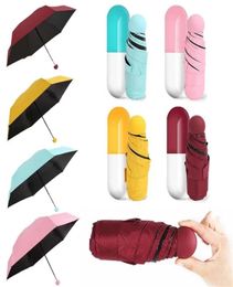 Ultra ligero y pequeño antiv Mini de viaje plegable de antiv con creatividad linda cápsula estuche 5 plegable compacto parasol umbr