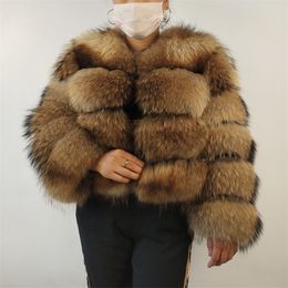 Women's Fur Faux BEIZIRU Real Raccoon Coat Women Winter Silver Top Hooded Natural Luxury Jackets Warm Thick Make To Measure 221119