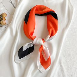 Designer Multicolor Print imitate Silk Scarf Headband for Women Fashion Long Handle Bag Scarves Paris Shoulder Tote Luggage Ribbon Head Wraps 70X70CM 2Colors