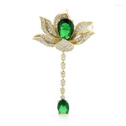 Brooches Wuli&baby Luxury Crystal Lotus For Women Men 2-color Flower Party Office Brooch Pin Gifts