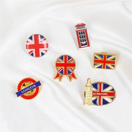 Brooches United Kingdom Flag For Men Women Enamel Alloy London Phone Booth Brooch Pins Lapel Badge Pin On Clothes Hats Backpack