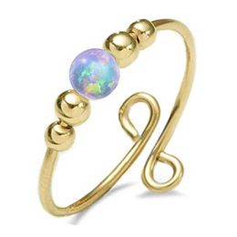 14K Gold Plated Rings Opal Fidget Anti-anxiety Ring For Women