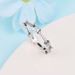 925 Sterling Silver Rectangular Bars Sparkling Pave Ring Fit Pandora Jewellery Engagement Wedding Lovers Fashion Ring For Women