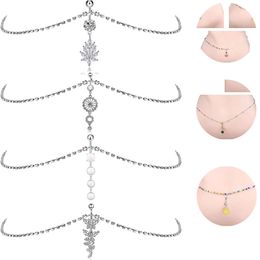 Belly Button Ring Chains for Bikini Beach Dancing Party Show Fashion Waist Chain Dress Body Jewellery for Women Girls Wholesale Gold Colour