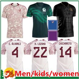 Player des fans version 2022 MEXICO SOCCER JERSEY Home Away 23 23 A.Vega Raul Chicharito Lozano Dos Santos Football Kirt Kid Kit Women Men Set Uniforms taille 3xl 4xl