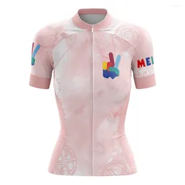 Racing Jackets HIRBGOD Outdoor Women's Cycling Jersey Breathable Waist Design Road Race Top Quick-Drying Short Sleeves TYZ582-01