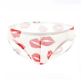 Underpants Briefs Mens Underwear Lip Print M-2XL Polyester Pouch Thong Comfortable Jock Strap Quick Dry Swimming