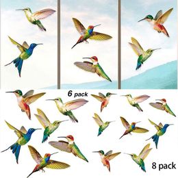 Wall Stickers 6/8 Pcs Durable Self-adhesive Waterproof Window Sticker Hummingbird Cling For Office Home