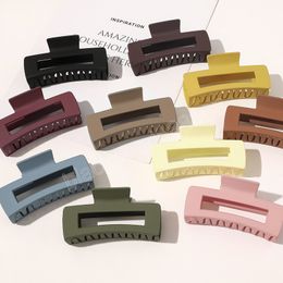 8cm Women Solid Color Frosted Plastic Hair Claw Large Hair Clips Headband Hairpin Femme Hair Accessories