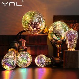 Smart Illumination 3D Colorful Decoration LED Bulb E27 Retro Lamp Vintage Edison Light ST64 A60 G80 G95 G125 Heart Christmas Night 221119