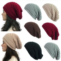 Unisex Men Women Knit Baggy Beanie Oversize Winter Hat Ski Slouchy Cap Winter Wool Warm Caps Beanies