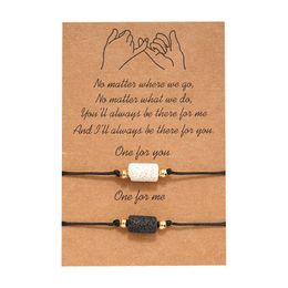 Card Bracelet Creative Wax Wire Woven Volcanic Stone Couple Bracelet Handwear