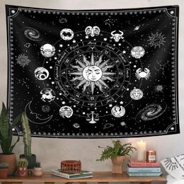 Tapestries Zodiac Sun And Moon Tapestry Astrology Sign Constellation Black White