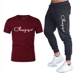 Summer Fitness Fashion Tracksuits Men's Casual Sportswear Suit Oversized Sports Suit Short-Sleeved T-Shirt Shorts Brand LOGO Print Jogger Sweat Suits