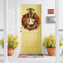 Decorative Flowers Thanksgiving Autumn Colour Door Hanger Hydrangea Wreath Artificial Flower Home Decoration Idyllic Wall Hanging 40cm#8