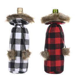 Scottish Style Wine Bottle Covers Christmas Champagne Bottle Bag for Xmas Party Supplies Decoration Gift Bags