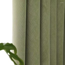 Curtain Matcha Green Flannel Light Luxury Retro American French Living Room Bedroom Balcony Blackout Cloth