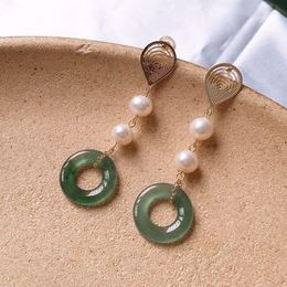 Stud Earrings Natural A Goods Safety Button Emerald Oil With Pearls Fashion And Free From Vulgarity