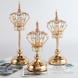 Candle Holders Europe Imperial Crown Metal Holder Candlestick Home Decor Wedding Candelabra Crystal Christmas Decoration For