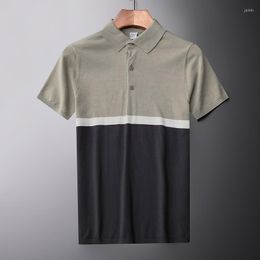 Men's T Shirts T-shirt Knitted Casual Wear Luxury Short Sleeve Contrast Colour Tight Fitting 3XL