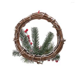 Decorative Flowers Snow Rattan Wreath Christmas Red Fruit Simulation Flower Home Decoration Holiday Wedding Wall Door Hanging Adornment