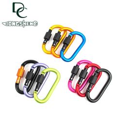 Outdoor EDC portable thickened 8CM lockable D-type mountaineering buckle quick hook nut buckle aluminum alloy backpack buckle