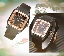 Crime Premium Square Roman Dial Watches Women Men Quartz Movement Male Time Clock Watch Unique Rubber Belt Set Auger Shiny Lovers Stopwatch Timer wristwatch