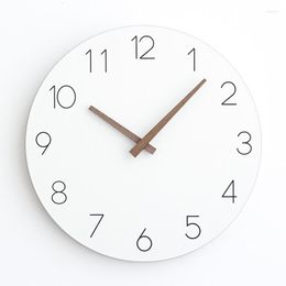 Wall Clocks Japanese Quartz Clock Minimalist Creativity Wooden Digital Modern Design Mute Nordic Decoration