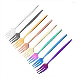 Dinnerware Sets 1Pcs Tea Fork Stainless Steel Fruit Forks Mirror Cutlery Cake Snack Tableware Salad Home Kitchen Flatware