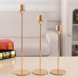 Candle Holders Europe Style Golden Metal Long Rose Gold Iron Candlestick Candelabra Wedding Dinner Christmas Decoration