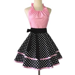 Cute Retro Apron Vintage Maid Polka Dot Kitchen Cooking Aprons for Women Ladies Girls 1224472