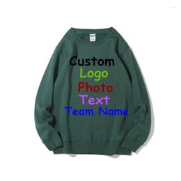 Men's Hoodies Customised Picture LOGO Autumn And Winter Polyester-cotton Polar Fleece Solid Colour Women's Round Neck Sweater