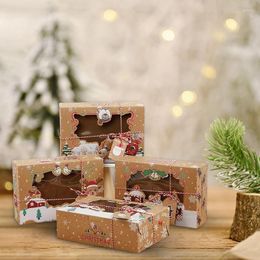 Gift Wrap Kraft Paper Christmas Box For XMAS Candy Cake Cookies Packaging Presents With Snowman Santa Claus Card 4/8/12pcs