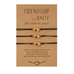 Good Friend Card Bracelet Creative Stainless Steel Knot Wax Thread Woven Bracelet